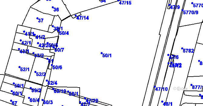 Parcela st. 50/1 v KÚ Liberec, Katastrální mapa