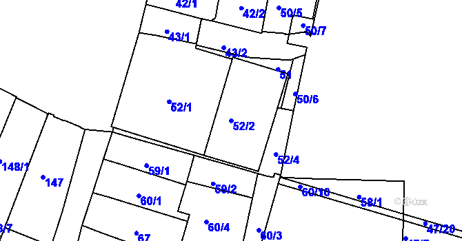 Parcela st. 52/2 v KÚ Liberec, Katastrální mapa