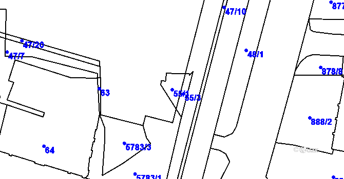 Parcela st. 55/1 v KÚ Liberec, Katastrální mapa