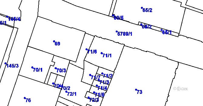 Parcela st. 71/1 v KÚ Liberec, Katastrální mapa