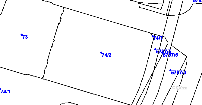 Parcela st. 74/2 v KÚ Liberec, Katastrální mapa