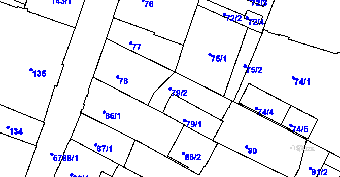 Parcela st. 79/2 v KÚ Liberec, Katastrální mapa