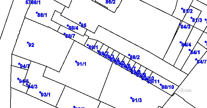 Parcela st. 89/3 v KÚ Liberec, Katastrální mapa