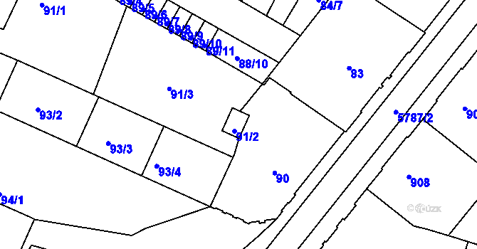 Parcela st. 91/2 v KÚ Liberec, Katastrální mapa
