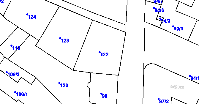 Parcela st. 122 v KÚ Liberec, Katastrální mapa