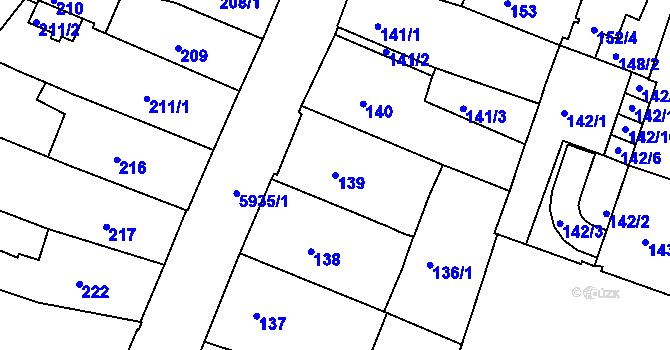 Parcela st. 139 v KÚ Liberec, Katastrální mapa