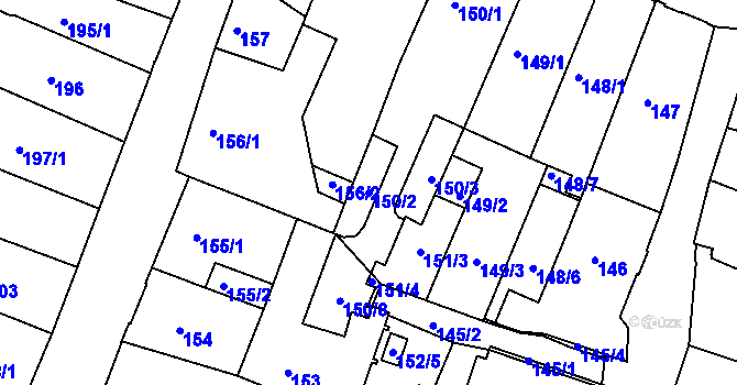 Parcela st. 150/2 v KÚ Liberec, Katastrální mapa