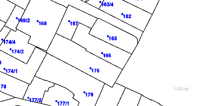 Parcela st. 166 v KÚ Liberec, Katastrální mapa