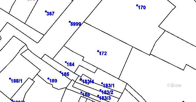 Parcela st. 172 v KÚ Liberec, Katastrální mapa