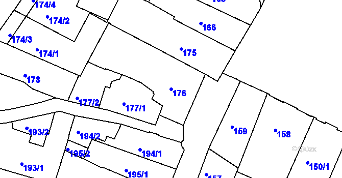 Parcela st. 176 v KÚ Liberec, Katastrální mapa