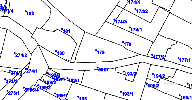 Parcela st. 179 v KÚ Liberec, Katastrální mapa