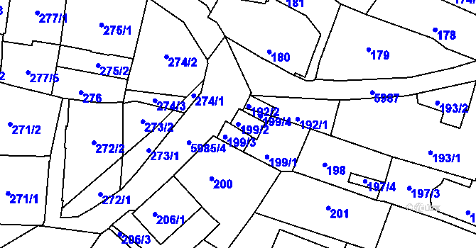 Parcela st. 199/2 v KÚ Liberec, Katastrální mapa