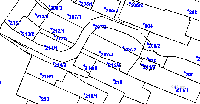Parcela st. 212/3 v KÚ Liberec, Katastrální mapa