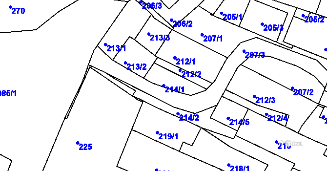 Parcela st. 214/1 v KÚ Liberec, Katastrální mapa