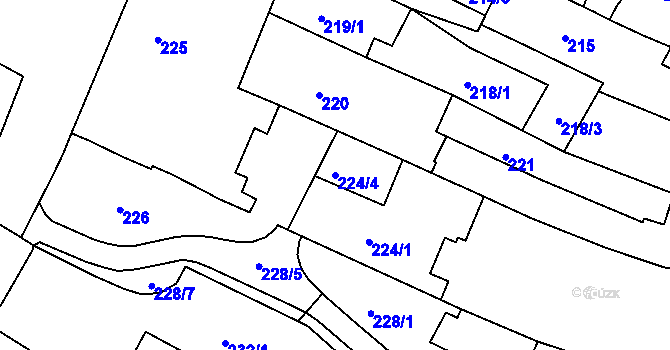 Parcela st. 224/4 v KÚ Liberec, Katastrální mapa