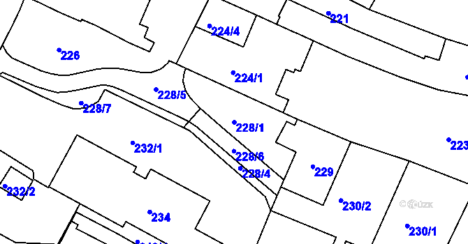Parcela st. 228/1 v KÚ Liberec, Katastrální mapa