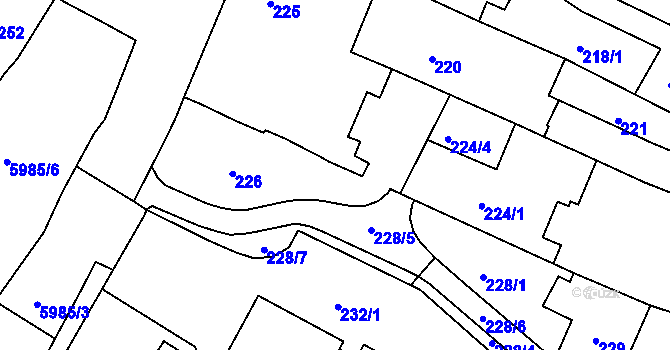 Parcela st. 228/3 v KÚ Liberec, Katastrální mapa