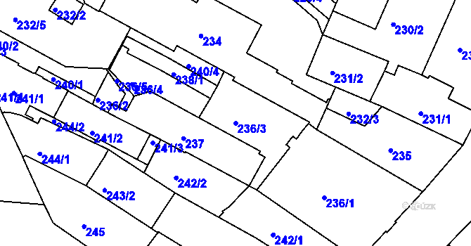 Parcela st. 236/3 v KÚ Liberec, Katastrální mapa