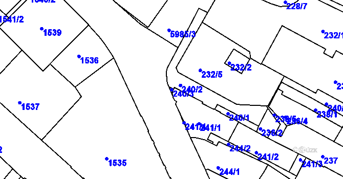 Parcela st. 240/3 v KÚ Liberec, Katastrální mapa