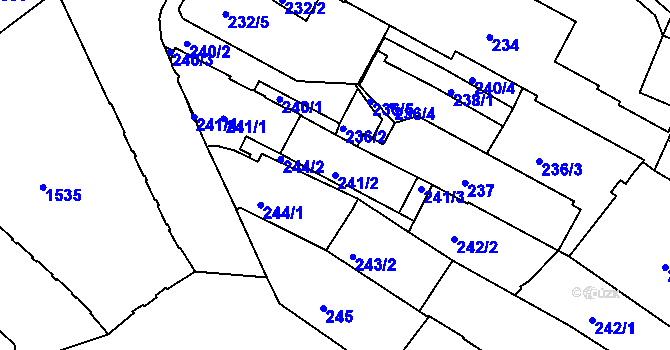 Parcela st. 241/2 v KÚ Liberec, Katastrální mapa