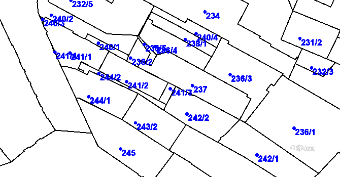Parcela st. 241/3 v KÚ Liberec, Katastrální mapa