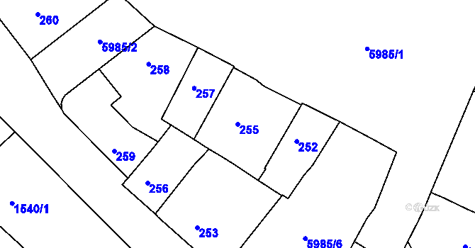 Parcela st. 255 v KÚ Liberec, Katastrální mapa