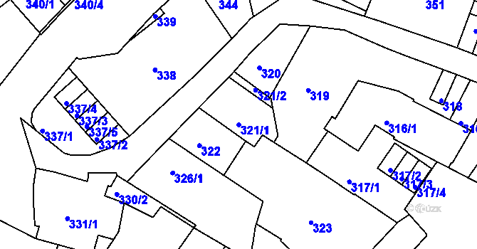 Parcela st. 321/1 v KÚ Liberec, Katastrální mapa