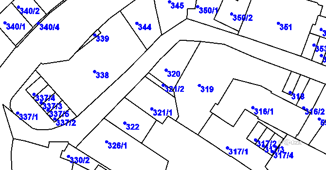 Parcela st. 321/2 v KÚ Liberec, Katastrální mapa