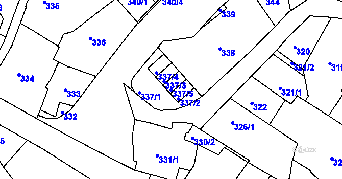 Parcela st. 337/5 v KÚ Liberec, Katastrální mapa