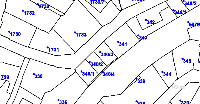 Parcela st. 340/3 v KÚ Liberec, Katastrální mapa