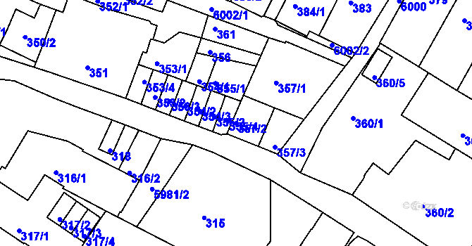 Parcela st. 357/2 v KÚ Liberec, Katastrální mapa