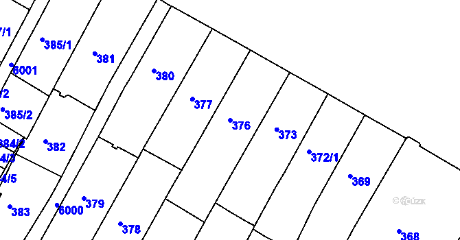 Parcela st. 376 v KÚ Liberec, Katastrální mapa