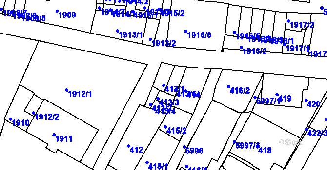 Parcela st. 413/1 v KÚ Liberec, Katastrální mapa