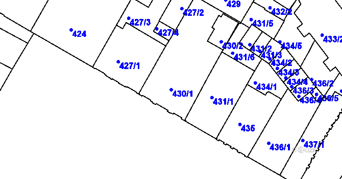 Parcela st. 430/1 v KÚ Liberec, Katastrální mapa