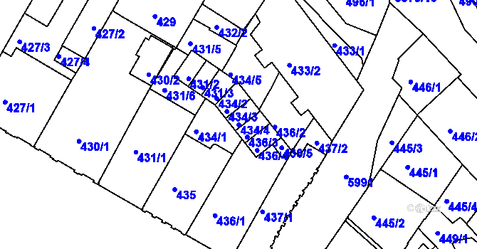 Parcela st. 434/4 v KÚ Liberec, Katastrální mapa