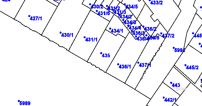 Parcela st. 435 v KÚ Liberec, Katastrální mapa