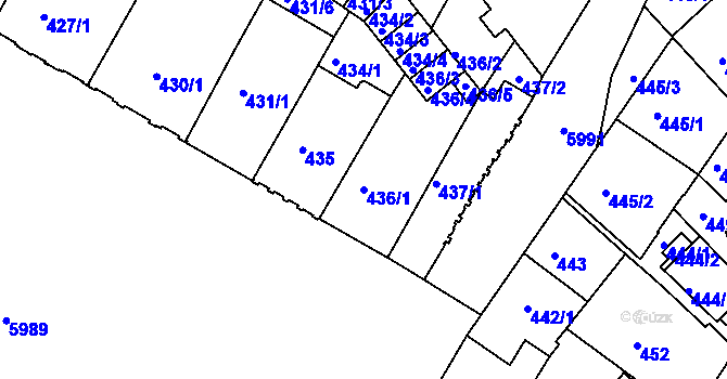 Parcela st. 436/1 v KÚ Liberec, Katastrální mapa