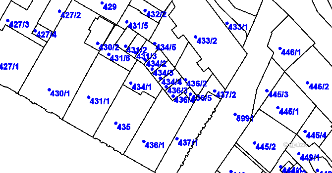 Parcela st. 436/3 v KÚ Liberec, Katastrální mapa