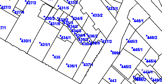 Parcela st. 436/4 v KÚ Liberec, Katastrální mapa