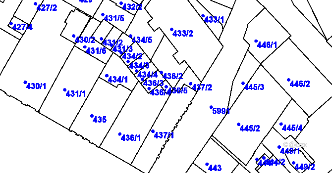 Parcela st. 436/5 v KÚ Liberec, Katastrální mapa
