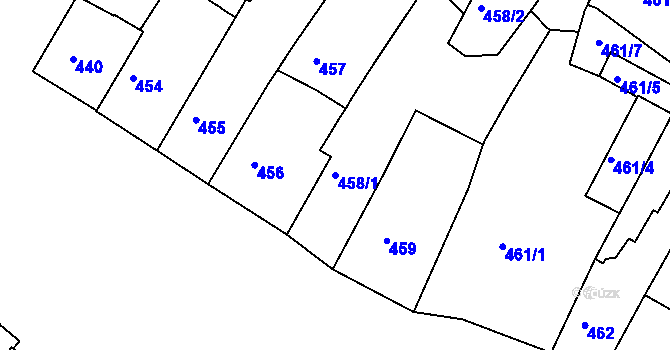 Parcela st. 458/1 v KÚ Liberec, Katastrální mapa