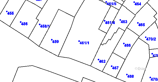 Parcela st. 461/1 v KÚ Liberec, Katastrální mapa