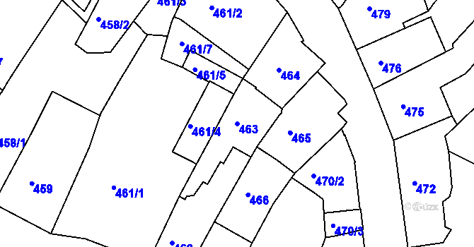 Parcela st. 463 v KÚ Liberec, Katastrální mapa