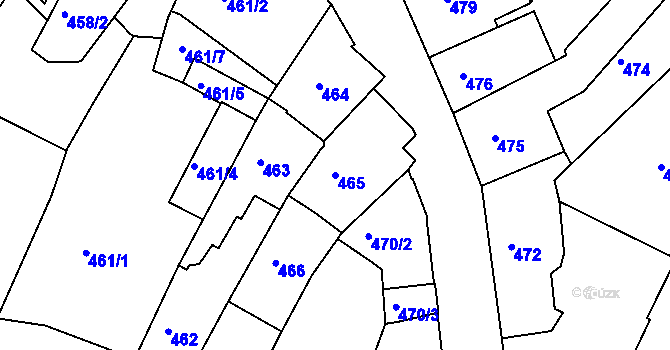 Parcela st. 465 v KÚ Liberec, Katastrální mapa