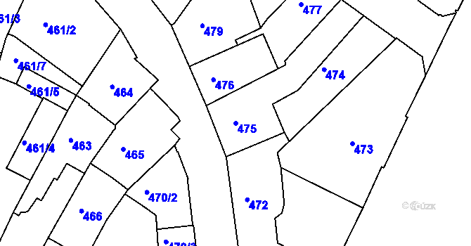 Parcela st. 475 v KÚ Liberec, Katastrální mapa