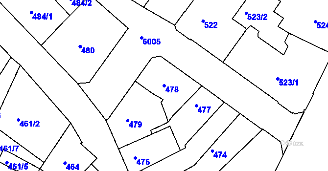 Parcela st. 478 v KÚ Liberec, Katastrální mapa