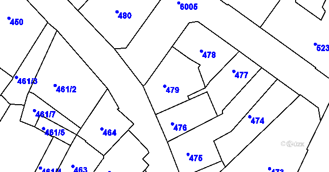 Parcela st. 479 v KÚ Liberec, Katastrální mapa