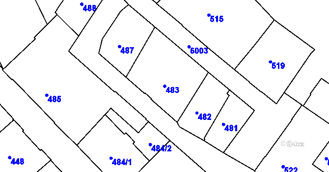 Parcela st. 483 v KÚ Liberec, Katastrální mapa