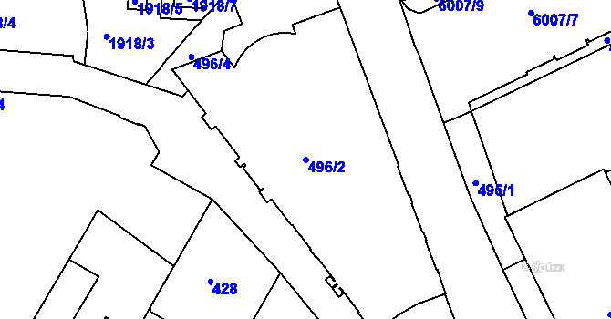 Parcela st. 496/2 v KÚ Liberec, Katastrální mapa