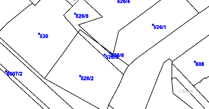 Parcela st. 526/3 v KÚ Liberec, Katastrální mapa